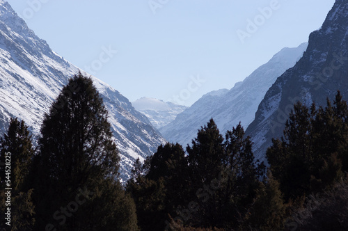 Alamedin river gorge autumn mountain landscape photo