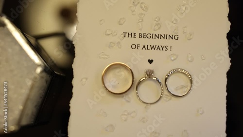 wedding gold wedding rings on invitation cards