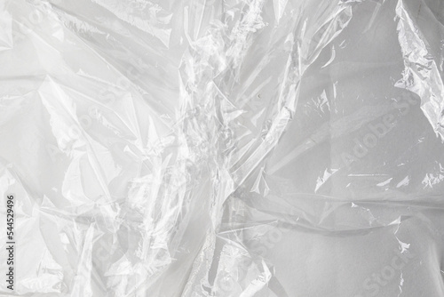 transparent cellophane bag close-up background texture of plastic
