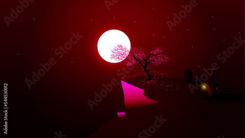 night landscape with moon