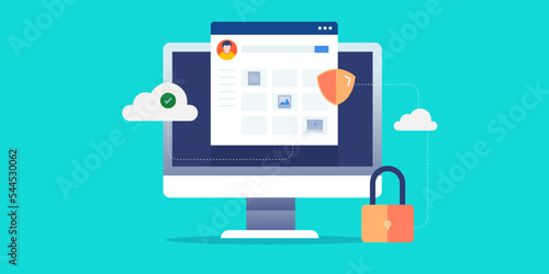 Organise document on secure cloud storage platform, admin access files from user interface system communication concept.