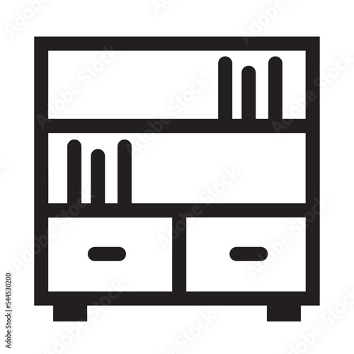 bookcase books bookshelf furniture interior library room icon