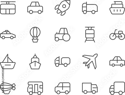 Transport line icons set.