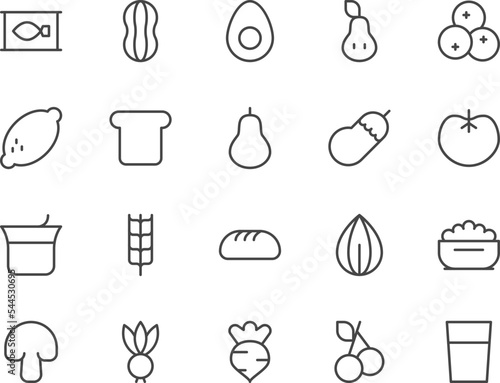 Healthy food line icons set.
