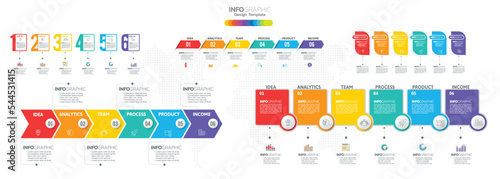 Timeline infographic vector with 6 steps can be used for workflow layout diagram annual report web design.