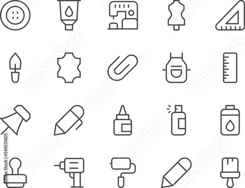 Crafting line icons set.