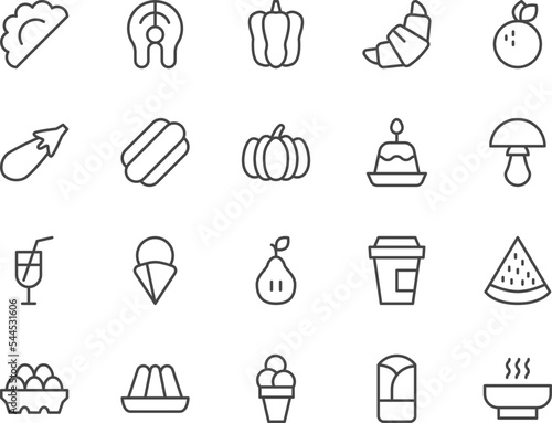 Food line icons set.