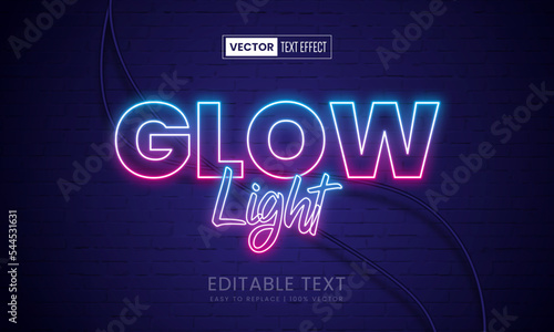 Glow light 3d editable vector text effect