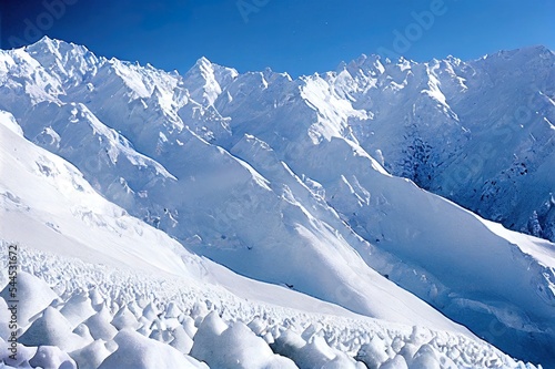 Kuari pass, A famous winter snow trek in Himalayas in Uttarakhand State of India photo