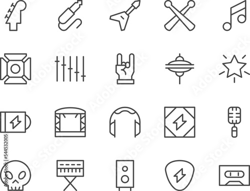 Rock line icons set.