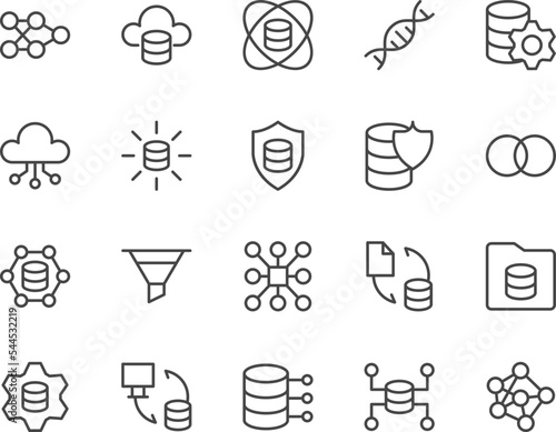 Data Science line icons set.