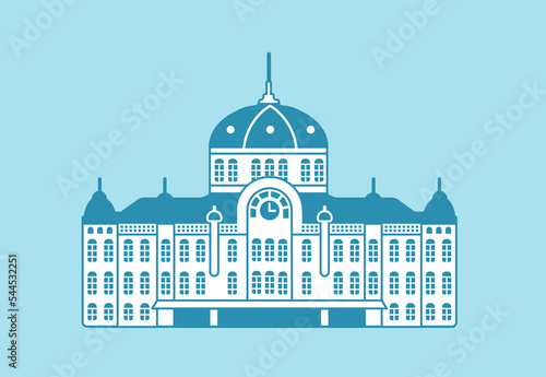Tokyo landmark building flat illustration | Tokyo station