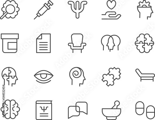 Therapy line icons set.