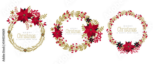Set of Christmas floral wreath