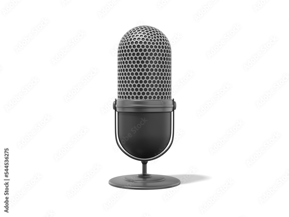 Modern Microphone. Realistic icon on white background. 3D rendering. Modern Microphone. Realistic icon on white background. 3D rendering.