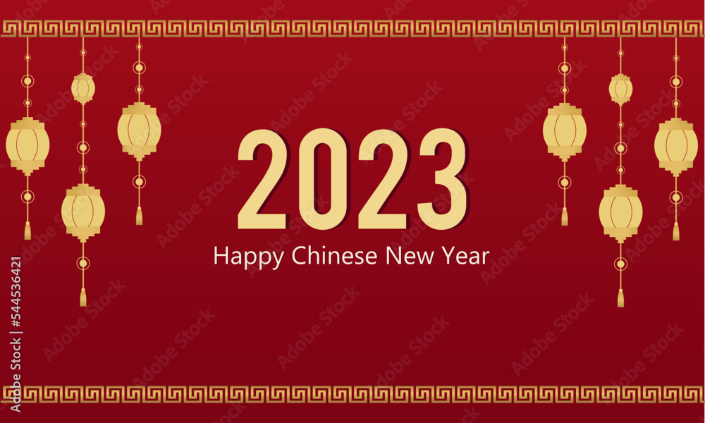 Naklejka premium Happy Chinese New Year.New 2023 year of the rabbit. Greeting card, banner template for the new year.