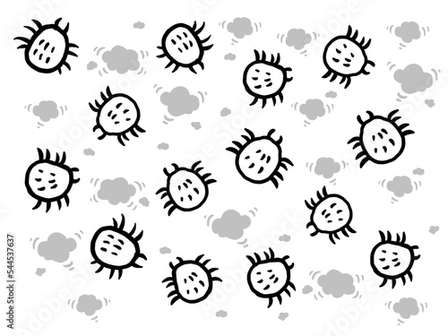かわいいダニとホコリ／手描きイラスト素材