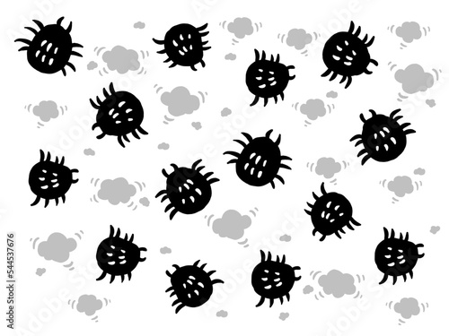 かわいいダニとホコリ／手描きイラスト素材