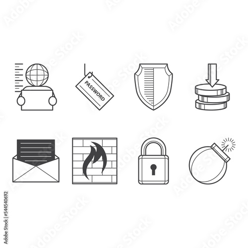 cyber crime icon set