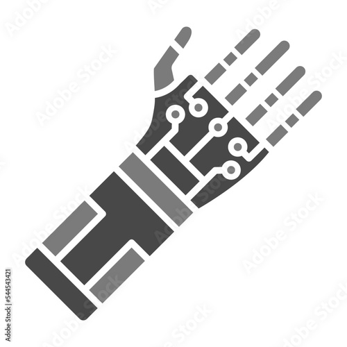 Bionic Arm Greyscale Glyph Icon
