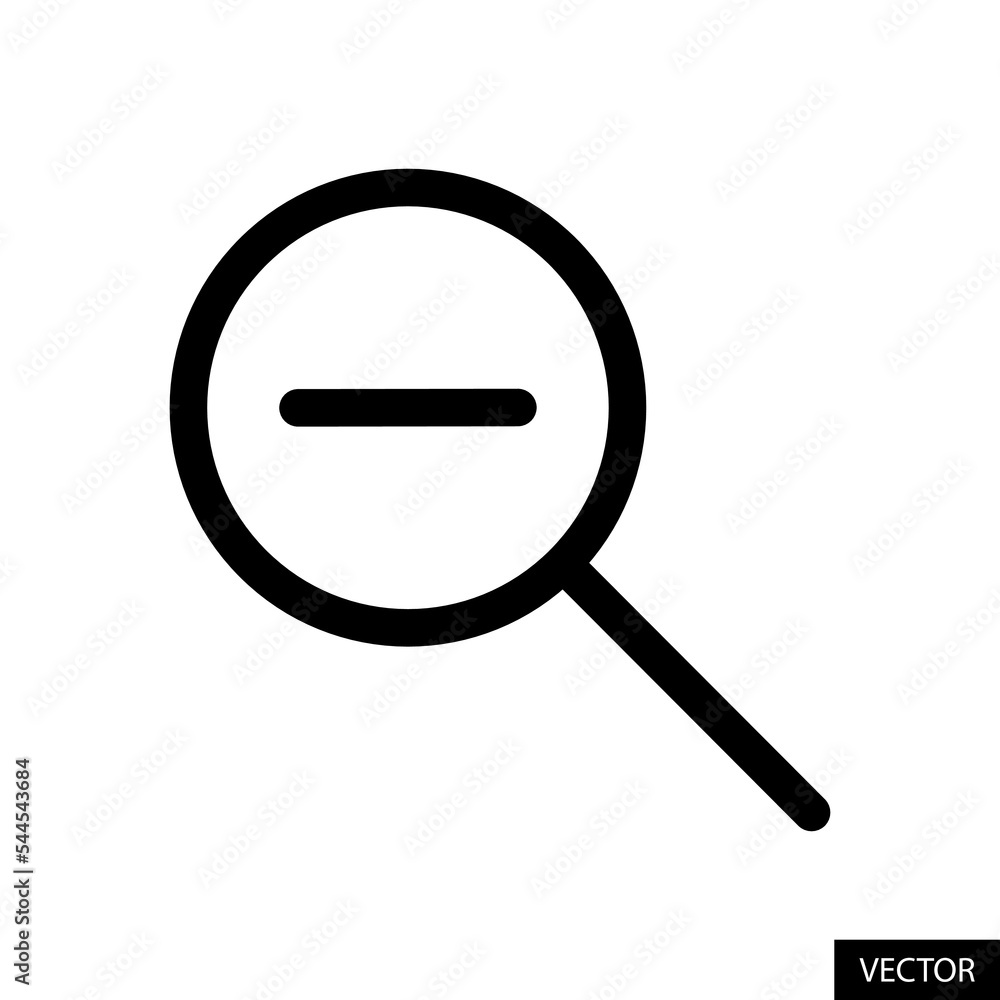 Zoom out or decrease button vector icon in line style design for website design, app, UI, isolated on white background. Editable stroke. Vector illustration. Zoom out or decrease button vector icon in line style design for website design, app, UI, isolated on white background. Editable stroke. Vector illustration.