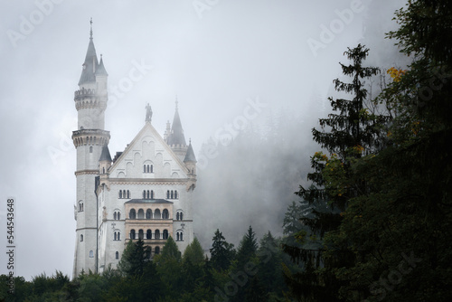 Canvas Print Castle of Neuschwanstein in Fussen, stunning neo gothic palace of the XIX century and most famous landmark of Bavaria, Germany