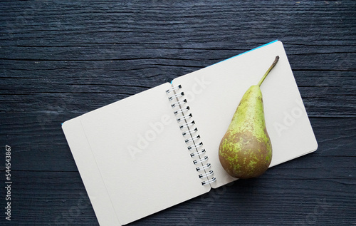 pear on a book