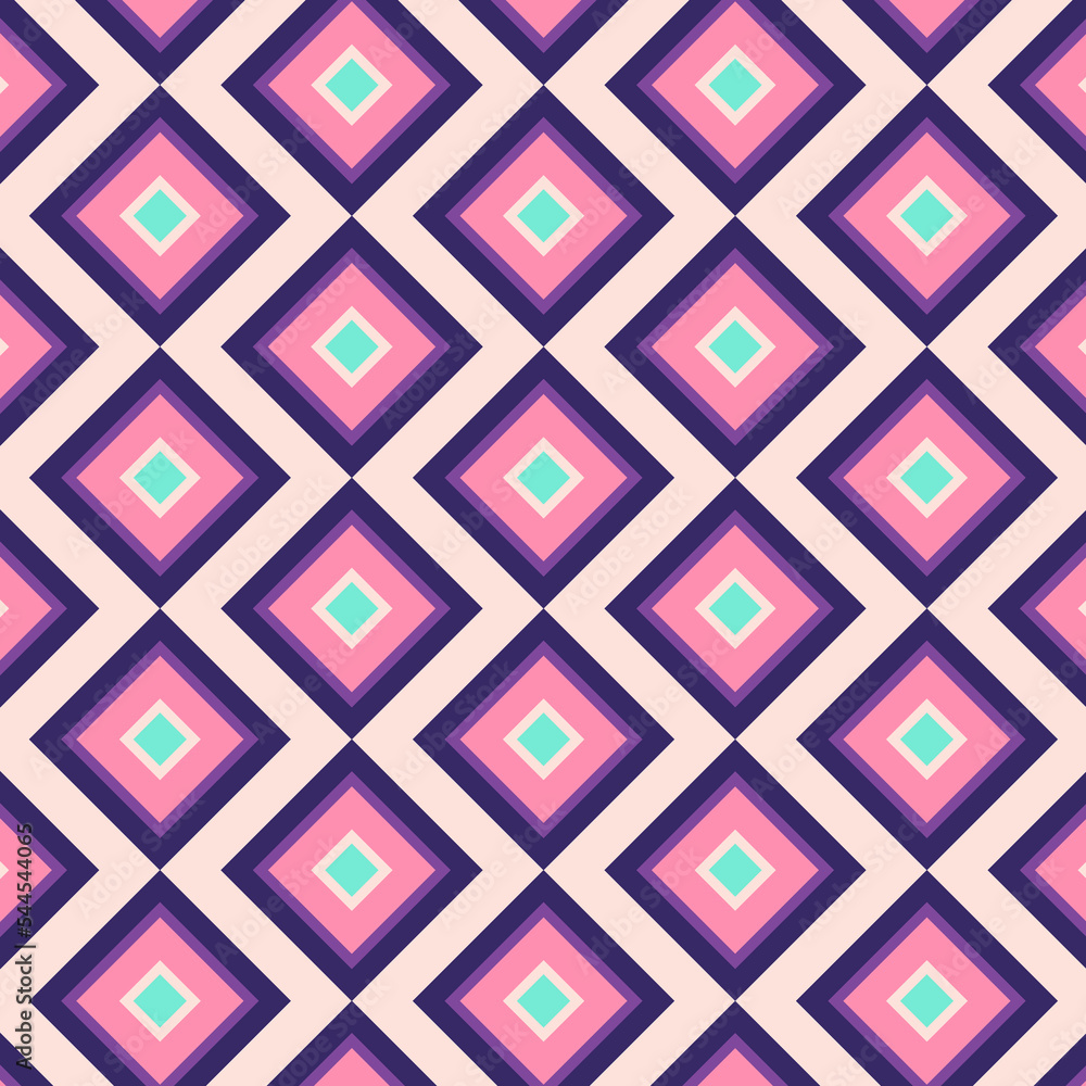 Seamless pattern in retro style. Abstract texture decorative 50`s, 60's, 70's style. Can be used for fabric, wallpaper, textile, wall decoration. Vector illustration