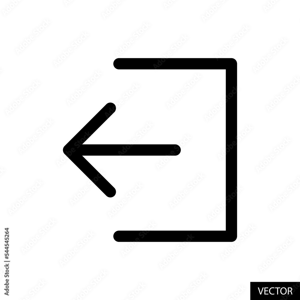 Exit, Sign out, or Log out sign vector icon in line style design for