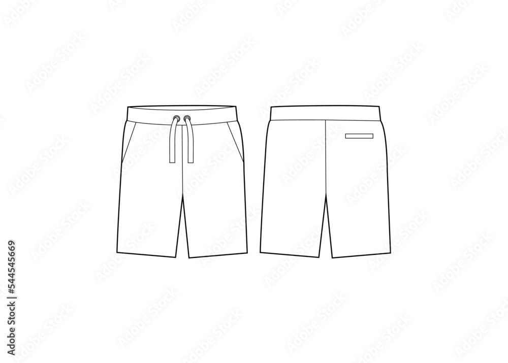 Mens fleece shorts template Stock Vector | Adobe Stock