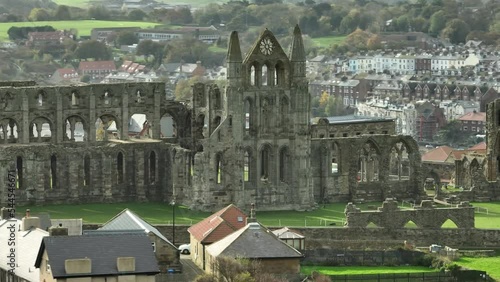 Abbey Building Ruins Whitby Aerial View From Sea Side Church Cathedral Historic