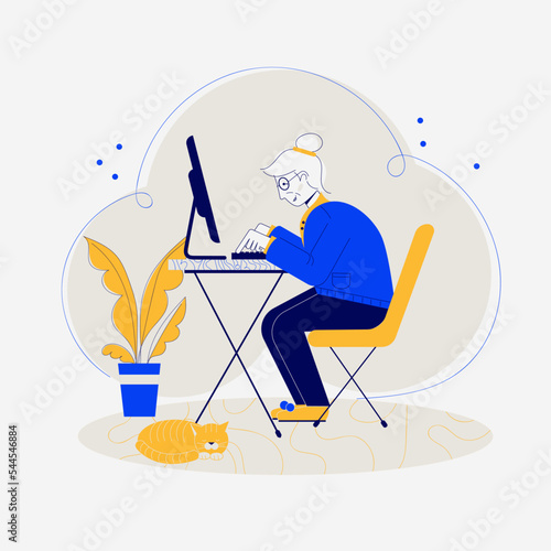 Elderly woman at the computer