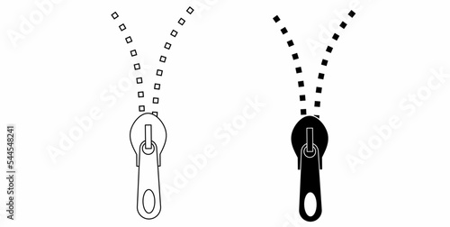 Zipper icon set isolated on white background