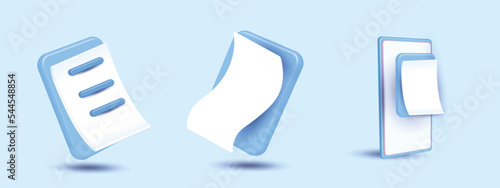 clipboard blue 3d vector minimal sign concept work management colorful sheet icon note design business