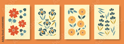 Vector illustration abstract still life of flowers in pastel colors. Isolated collection of flowers geranium iris gerbera lavender.