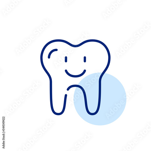 Smiling healthy tooth. Dental care and medicine. Pixel perfect, editable stroke icon