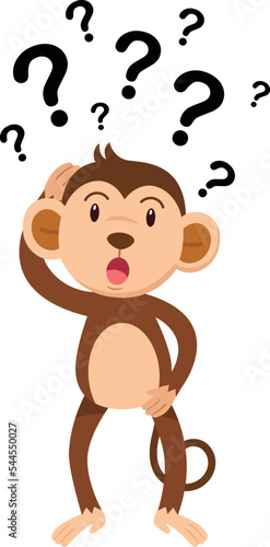 illustration of monkey thinking with question marks vector