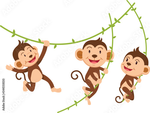 Canvas Print The monkey hangs on a branch isolated vector illustration