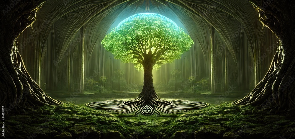 Tree Of Life Center Of Universe Magical Divine Tree Of Immortality In 
