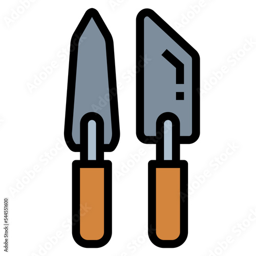 trowel filled outline icon style