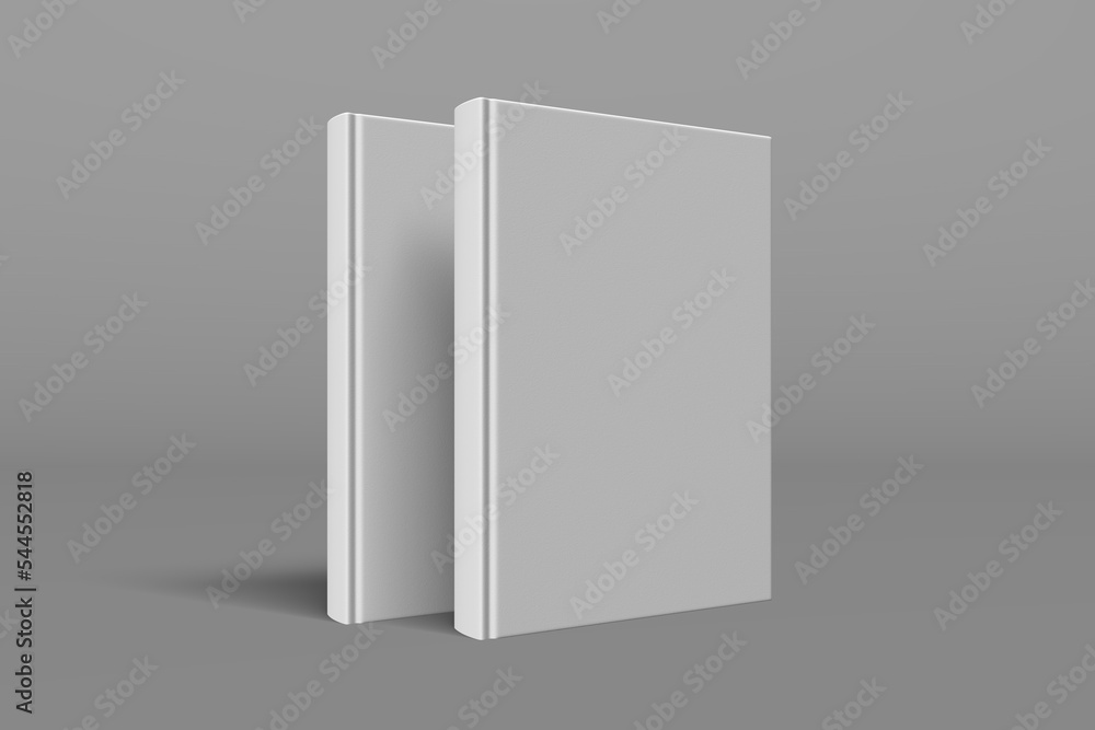 2 hardcover realistic book mockups. 3d realistic render of hard cover book mockup. Books standing on isolated gray background. 2 hardcover realistic book mockups. 3d realistic render of hard cover book mockup. Books standing on isolated gray background.