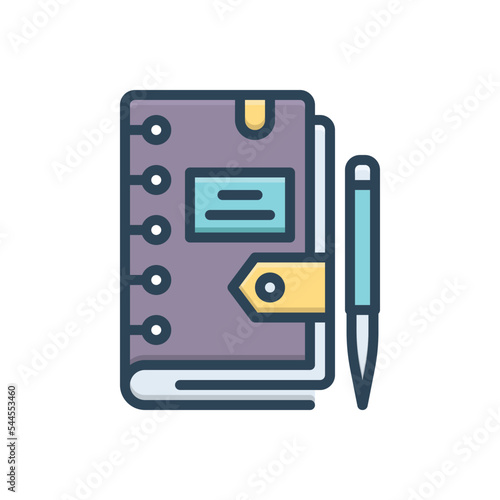 Color illustration icon for diary