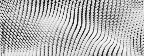 Wavy surface with dynamic effect. Molecular abstract background. Layer of cells. 3d vector illustration for science or medical.