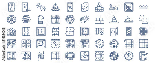 Collection of icons related to Table Games, including icons like Air Hokey, Chess, Casino Chips,  and more. vector illustrations, Pixel Perfect set
