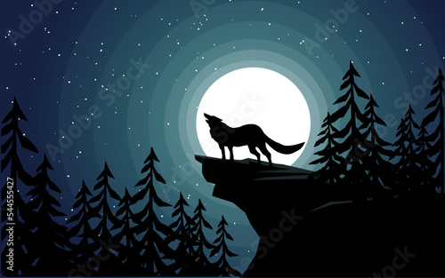 wolf howling at night