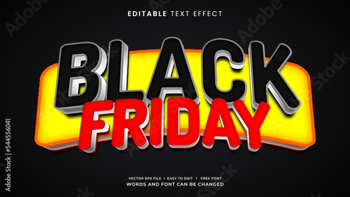 Black friday sale 3d editable text effect