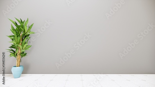 Interior wall mockup living room with empty white wall background. 3d rendering