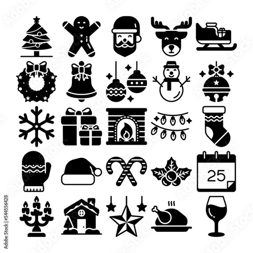 Winter & Chrismas Icon Glyph icon Set.