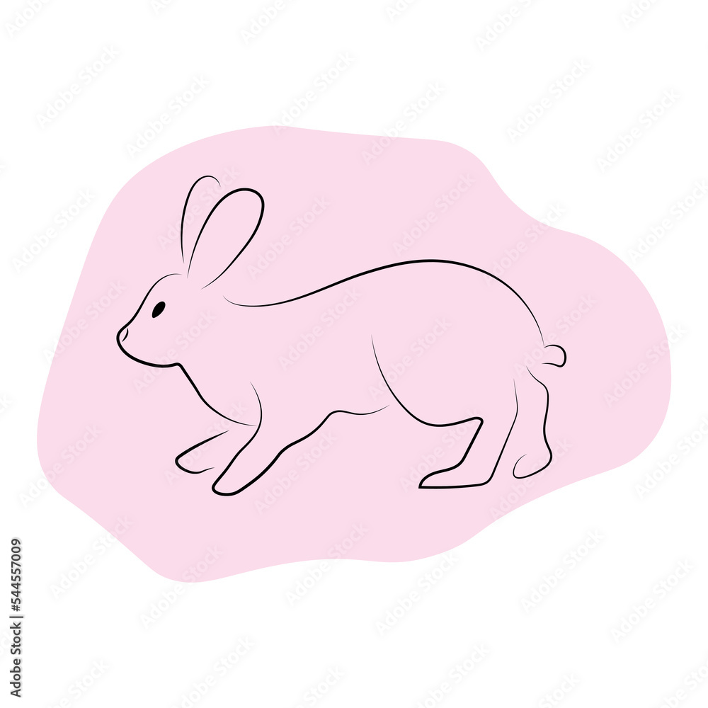 outline rabbit walking back view line art with spot isolated on white background, hare for 2023 and easter design outline rabbit walking back view line art with spot isolated on white background, hare for 2023 and easter design