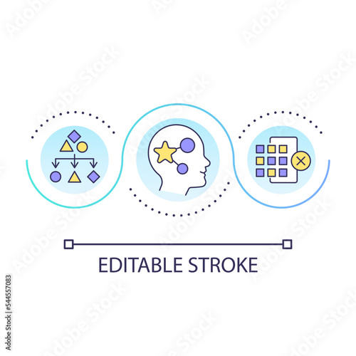 Limit the cognitive load loop concept icon. Golden rules of ui design. Reduce mental pressure abstract idea thin line illustration. Isolated outline drawing. Editable stroke. Arial font used